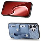 For iPhone 16 Wristband Kickstand Card Wallet Back Phone Case with Tool Knife(Blue) - 2