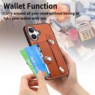 For iPhone 16 Wristband Kickstand Card Wallet Back Phone Case with Tool Knife(Brown) - 3