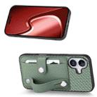 For iPhone 16 Wristband Kickstand Card Wallet Back Phone Case with Tool Knife(Green) - 2