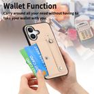 For iPhone 16 Wristband Kickstand Card Wallet Back Phone Case with Tool Knife(Khaki) - 3