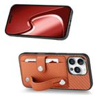 For iPhone 16 Pro Wristband Kickstand Card Wallet Back Phone Case with Tool Knife(Brown) - 2