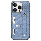 For iPhone 16 Pro Max Wristband Kickstand Card Wallet Back Phone Case with Tool Knife(Blue) - 1