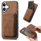 For iPhone 16 Retro Leather Card Bag Magnetic Phone Case(Brown) - 1