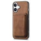 For iPhone 16 Retro Leather Card Bag Magnetic Phone Case(Brown) - 2