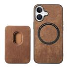 For iPhone 16 Retro Leather Card Bag Magnetic Phone Case(Brown) - 3