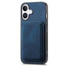 For iPhone 16 Retro Leather Card Bag Magnetic Phone Case(Blue) - 2