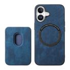 For iPhone 16 Retro Leather Card Bag Magnetic Phone Case(Blue) - 3