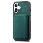 For iPhone 16 Retro Leather Card Bag Magnetic Phone Case(Green) - 2