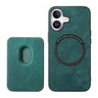 For iPhone 16 Retro Leather Card Bag Magnetic Phone Case(Green) - 3