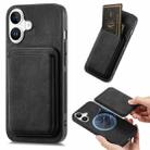 For iPhone 16 Retro Leather Card Bag Magnetic Phone Case(Black) - 1