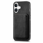 For iPhone 16 Retro Leather Card Bag Magnetic Phone Case(Black) - 2