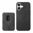 For iPhone 16 Retro Leather Card Bag Magnetic Phone Case(Black) - 3