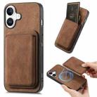 For iPhone 16 Plus Retro Leather Card Bag Magnetic Phone Case(Brown) - 1