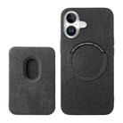 For iPhone 16 Plus Retro Leather Card Bag Magnetic Phone Case(Black) - 3