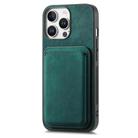 For iPhone 16 Pro Retro Leather Card Bag Magnetic Phone Case(Green) - 2