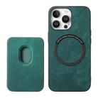 For iPhone 16 Pro Retro Leather Card Bag Magnetic Phone Case(Green) - 3