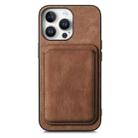 For iPhone 16 Pro Max Retro Leather Card Bag Magnetic Phone Case(Brown) - 2