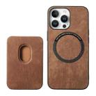 For iPhone 16 Pro Max Retro Leather Card Bag Magnetic Phone Case(Brown) - 3