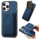 For iPhone 16 Pro Max Retro Leather Card Bag Magnetic Phone Case(Blue) - 1