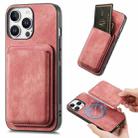 For iPhone 16 Pro Max Retro Leather Card Bag Magnetic Phone Case(Pink) - 1