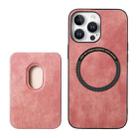 For iPhone 16 Pro Max Retro Leather Card Bag Magnetic Phone Case(Pink) - 3