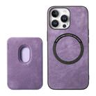 For iPhone 16 Pro Max Retro Leather Card Bag Magnetic Phone Case(Purple) - 3