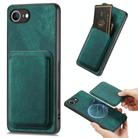 For iPhone 16e Retro Leather Card Bag Magnetic Phone Case(Green) - 1