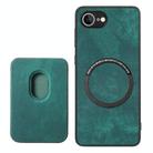 For iPhone 16e Retro Leather Card Bag Magnetic Phone Case(Green) - 3