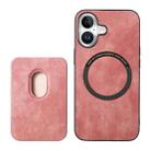 For iPhone 17 Retro Leather Card Bag Magnetic Phone Case(Pink) - 3