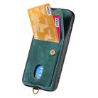 For iPhone 16 Retro Card Wallet Fold Leather Phone Case with Strap(Green) - 3