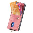 For iPhone 16 Retro Card Wallet Fold Leather Phone Case with Strap(Pink) - 3