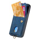 For iPhone 16 Plus Retro Card Wallet Fold Leather Phone Case with Strap(Blue) - 3