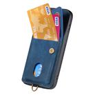 For iPhone 16e Retro Card Wallet Fold Leather Phone Case with Strap(Blue) - 3