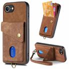 For iPhone 16e Retro Card Wallet Fold Leather Phone Case with Strap(Brown) - 1