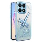 For Xiaomi 14 Pro Gradient Glitter Immortal 3D Dragonfly Holder Plated Phone Case(Blue) - 1