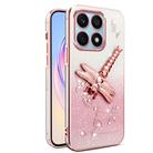 For Xiaomi 14 Pro Gradient Glitter Immortal 3D Dragonfly Holder Plated Phone Case(Pink) - 1