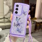 For Samsung Galaxy S22 5G Crossbody Wave Edge Butterfly TPU Phone Case(Purple) - 1