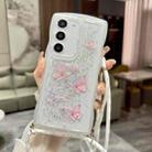 For Samsung Galaxy S22 5G Crossbody Wave Edge Butterfly TPU Phone Case(White) - 1