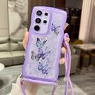 For Samsung Galaxy S22 Ultra 5G Crossbody Wave Edge Butterfly TPU Phone Case(Purple) - 1