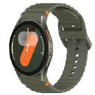 For Samsung Galaxy Watch 7 44mm Wavy Grain Stitched Quick Release Silicone Watch Band(Army Green) - 1