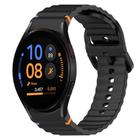 For Samsung Galaxy Watch FE 40mm Wavy Grain Stitched Quick Release Silicone Watch Band(Black) - 1