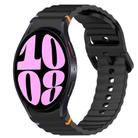 For Samsung Galaxy Watch 6 44mm Wavy Grain Stitched Quick Release Silicone Watch Band(Black) - 1