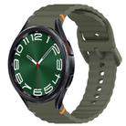 For Samsung Galaxy Watch 6 Classic 47mm Wavy Grain Stitched Quick Release Silicone Watch Band(Army Green) - 1