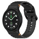 For Samsung Galaxy Watch 5 Pro Golf Edition Wavy Grain Stitched Quick Release Silicone Watch Band(Black) - 1