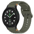 For Samsung Galaxy Watch 5 Pro Golf Edition Wavy Grain Stitched Quick Release Silicone Watch Band(Army Green) - 1