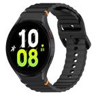 For Samsung Galaxy Watch 5  44mm Wavy Grain Stitched Quick Release Silicone Watch Band(Black) - 1