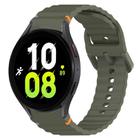 For Samsung Galaxy Watch 5  44mm Wavy Grain Stitched Quick Release Silicone Watch Band(Army Green) - 1