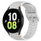 For Samsung Galaxy Watch 5  44mm Wavy Grain Stitched Quick Release Silicone Watch Band(Light Grey) - 1