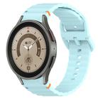 For Samsung Galaxy Watch 5 Pro  45mm Wavy Grain Stitched Quick Release Silicone Watch Band(Light Blue) - 1