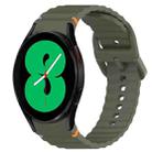 For Samsung Galaxy Watch 4 44mm Wavy Grain Stitched Quick Release Silicone Watch Band(Army Green) - 1